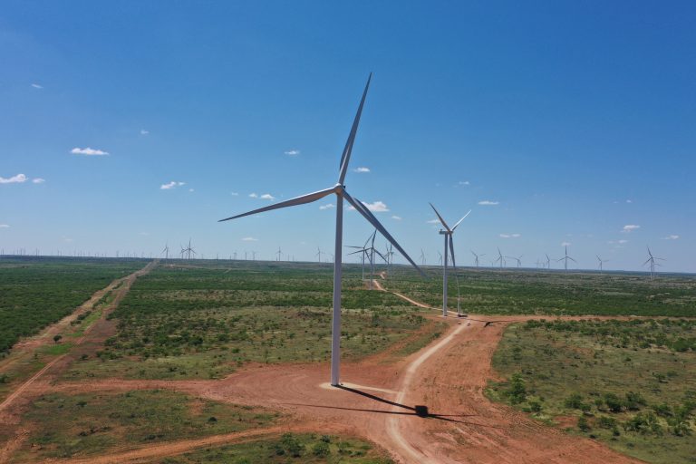 Windmills on a wind farm