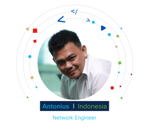 Image of Networking Academy student, Antonius, a man with black hair wearing a white shirt.