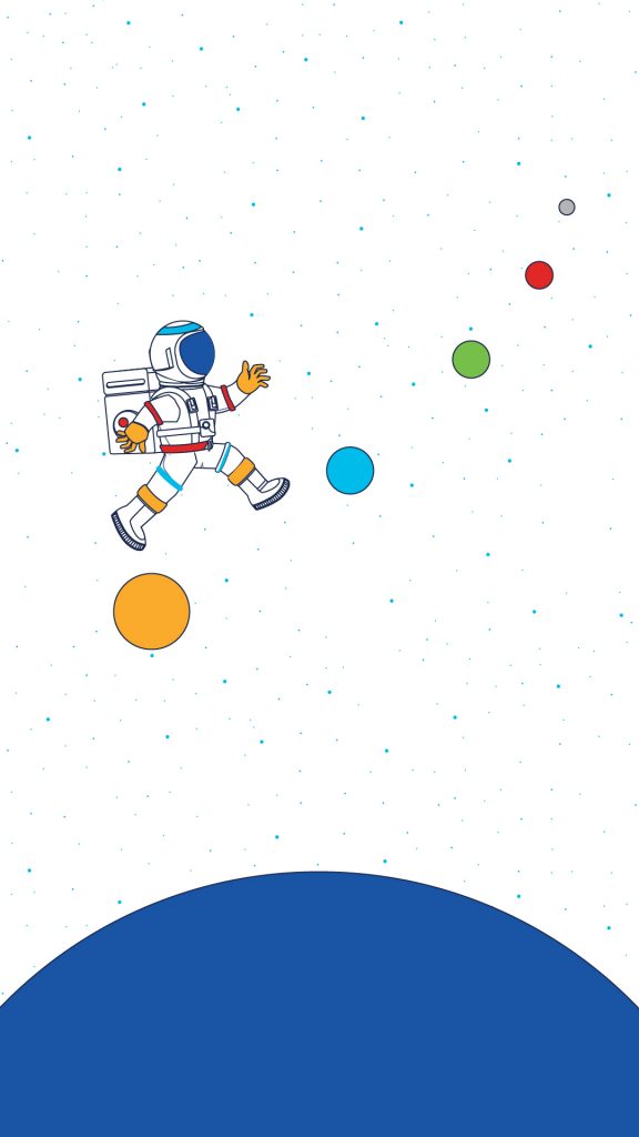 An illustration of an astronaut floating above colorful dots