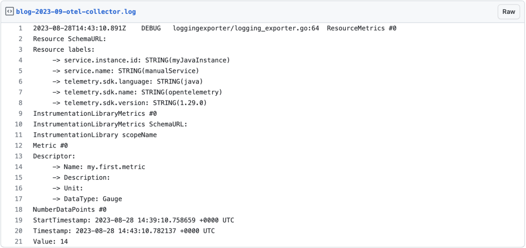 OTEL Collector log