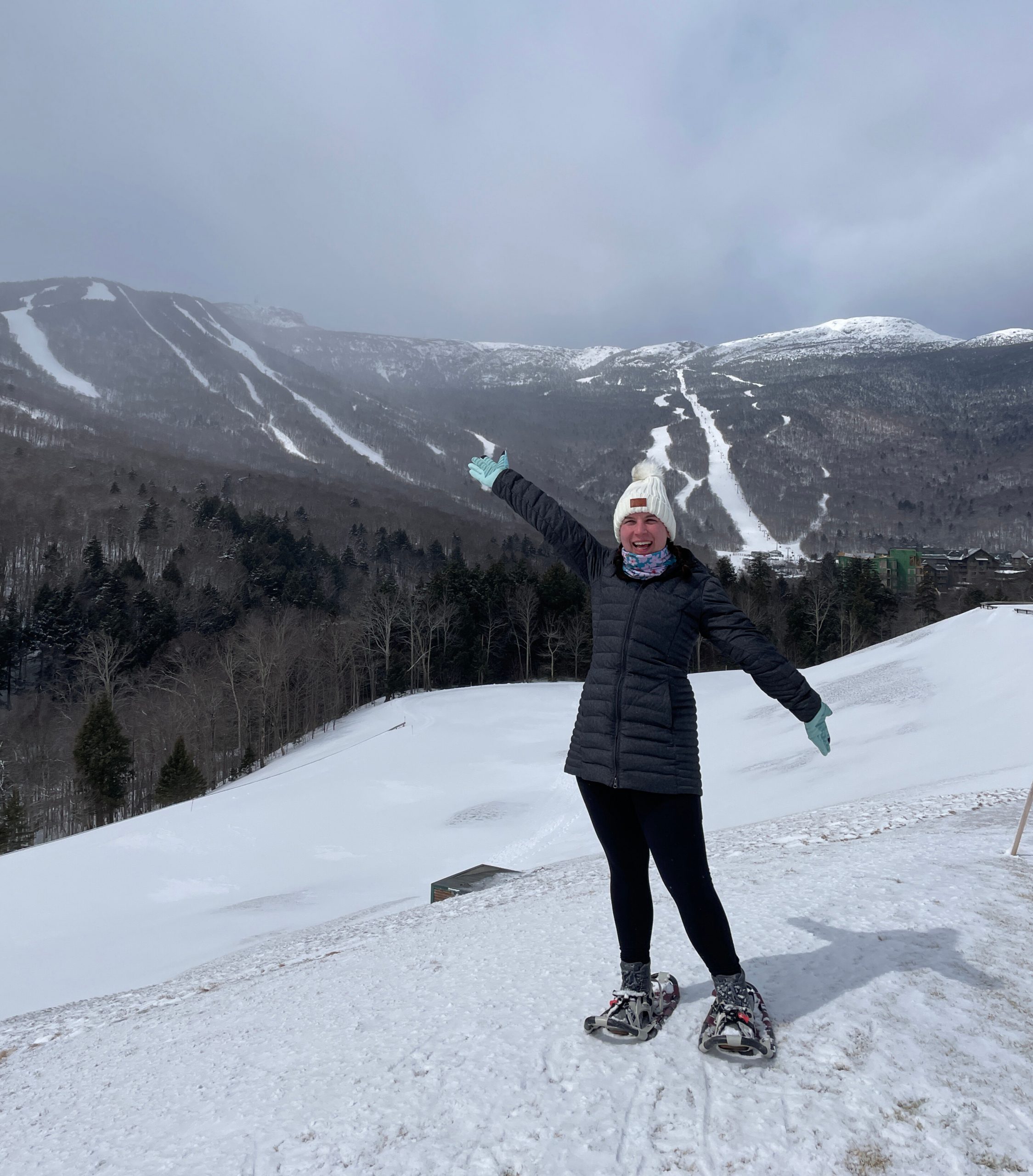 Anna on a snowy mountain.