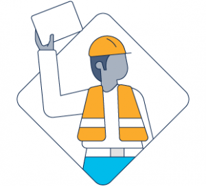 illustration of a construction worker holding a tablet