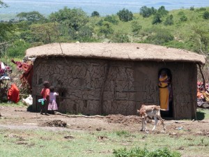 Traditional Masai home in Sekenani, Masai Mara. The village has no electricity or running water, but the nearby community IT center is giving people new options and opportunities. (One villager even mastered Spanish online at the center.)