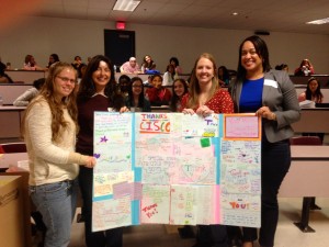 Jennifer Casella (far left) regularly joins Cisco colleagues in speaking to groups of girls -- future engineers and creators -- at local schools
