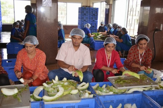 Volunteers prep the next days meal