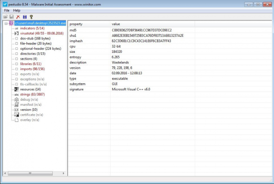 Figure 2. pestudio 8.54.