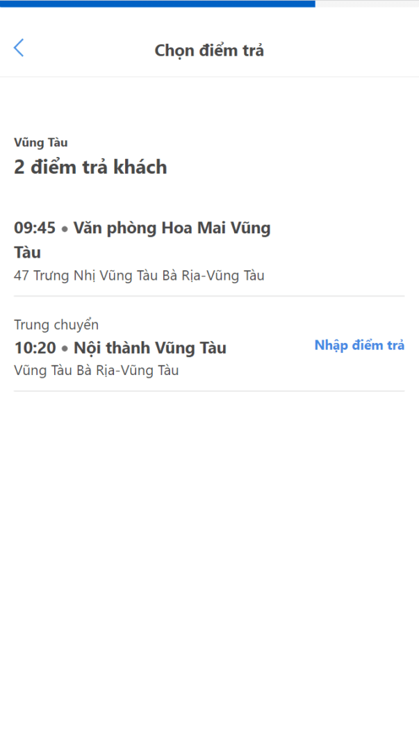 Chọn địa điểm trả