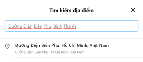 Chọn điểm đón/trả mong muốn