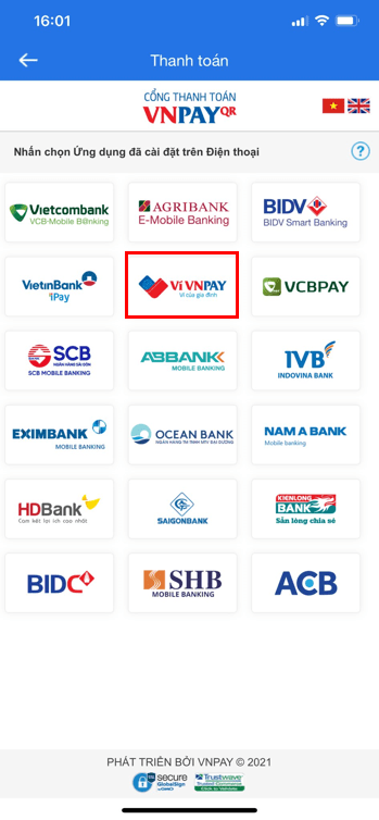 Chọn thanh toán tại "Ví VNPay"