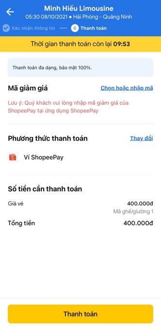 Chọn thanh toán bằng ví ShopeePay