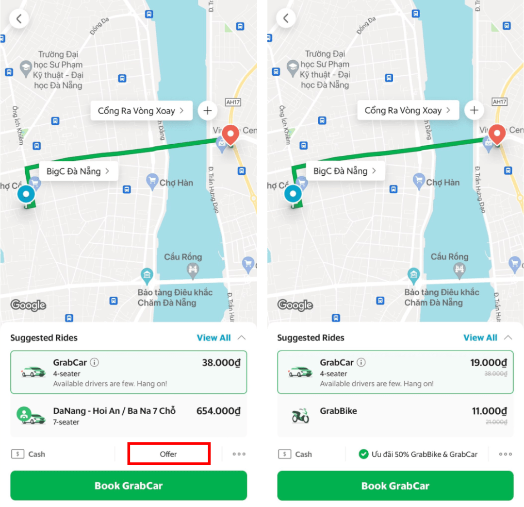 Sử dụng ưu đãi Grab 50% cho GrabBike/GrabCar