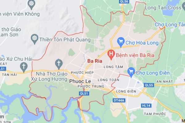 bản đồ thành phố bà rịa