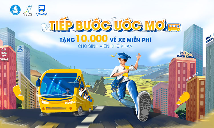 tiếp bước ước mơ vexere tăng vé xe miễn phí