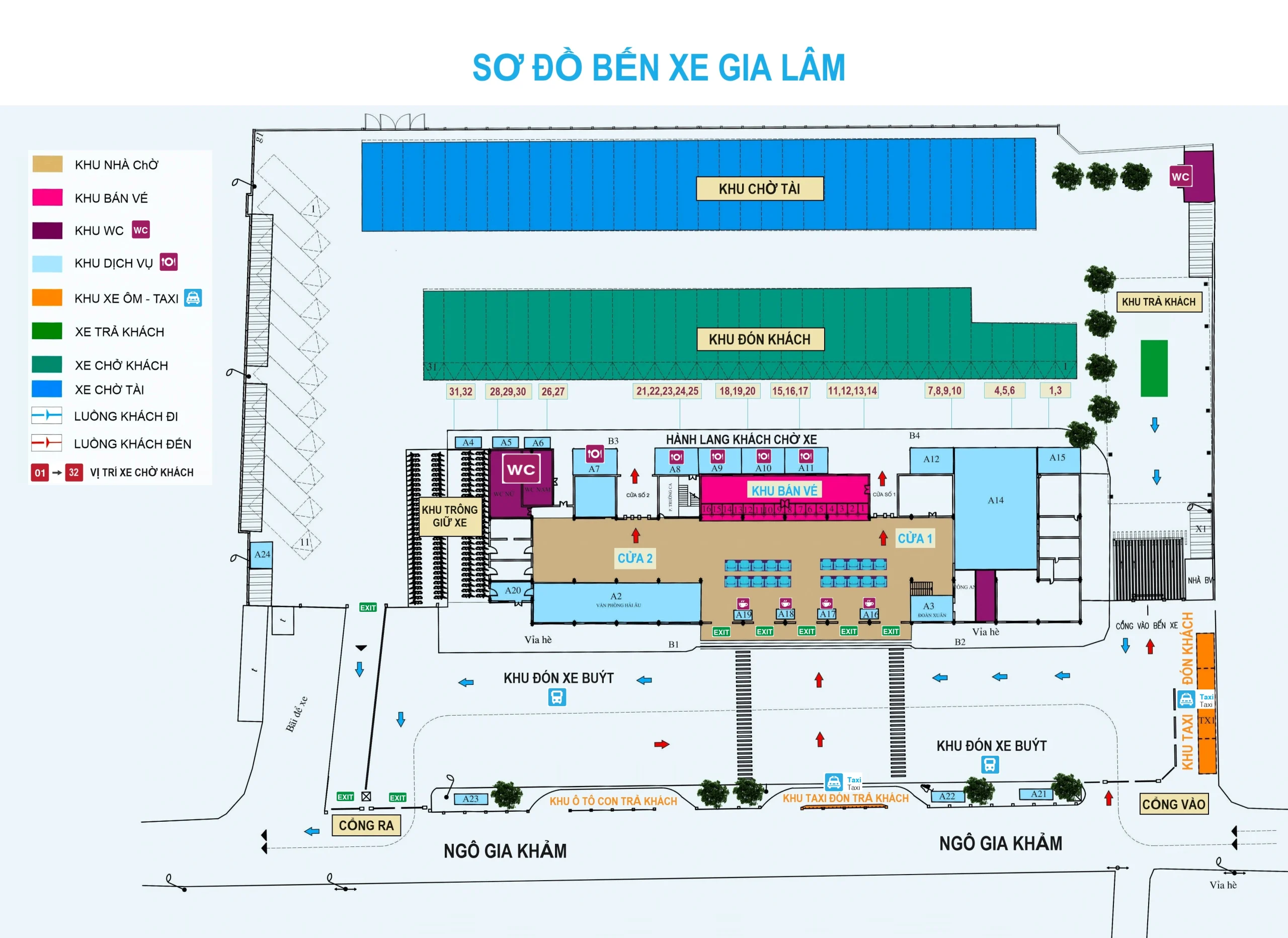 sơ đồ bến xe gia lâm