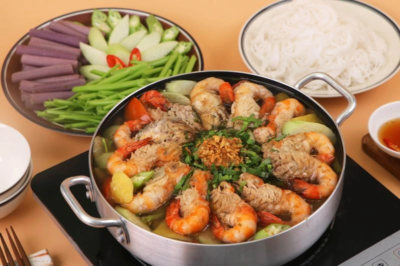 lẩu tôm chua cay biên hoà