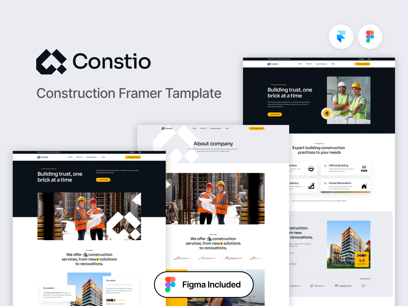 Constio — Construction Framer Template