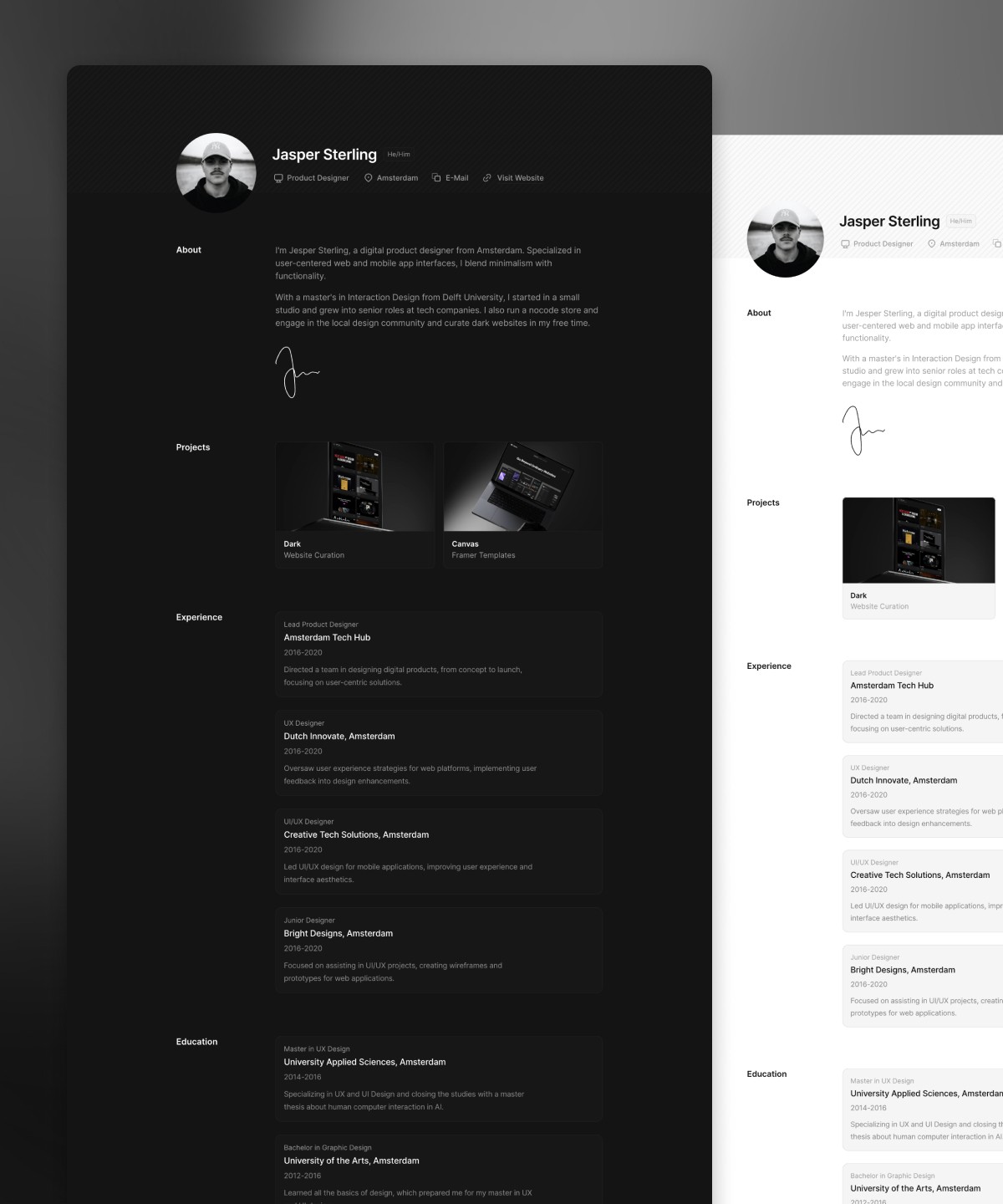 Vitae · Onepage Online CV Template