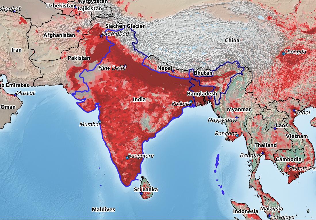 Population Density Map Of India   India 