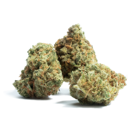 Wizard Blizzard cannabis strain buds with frosty trichomes and 27 percent THC in a modern urban style