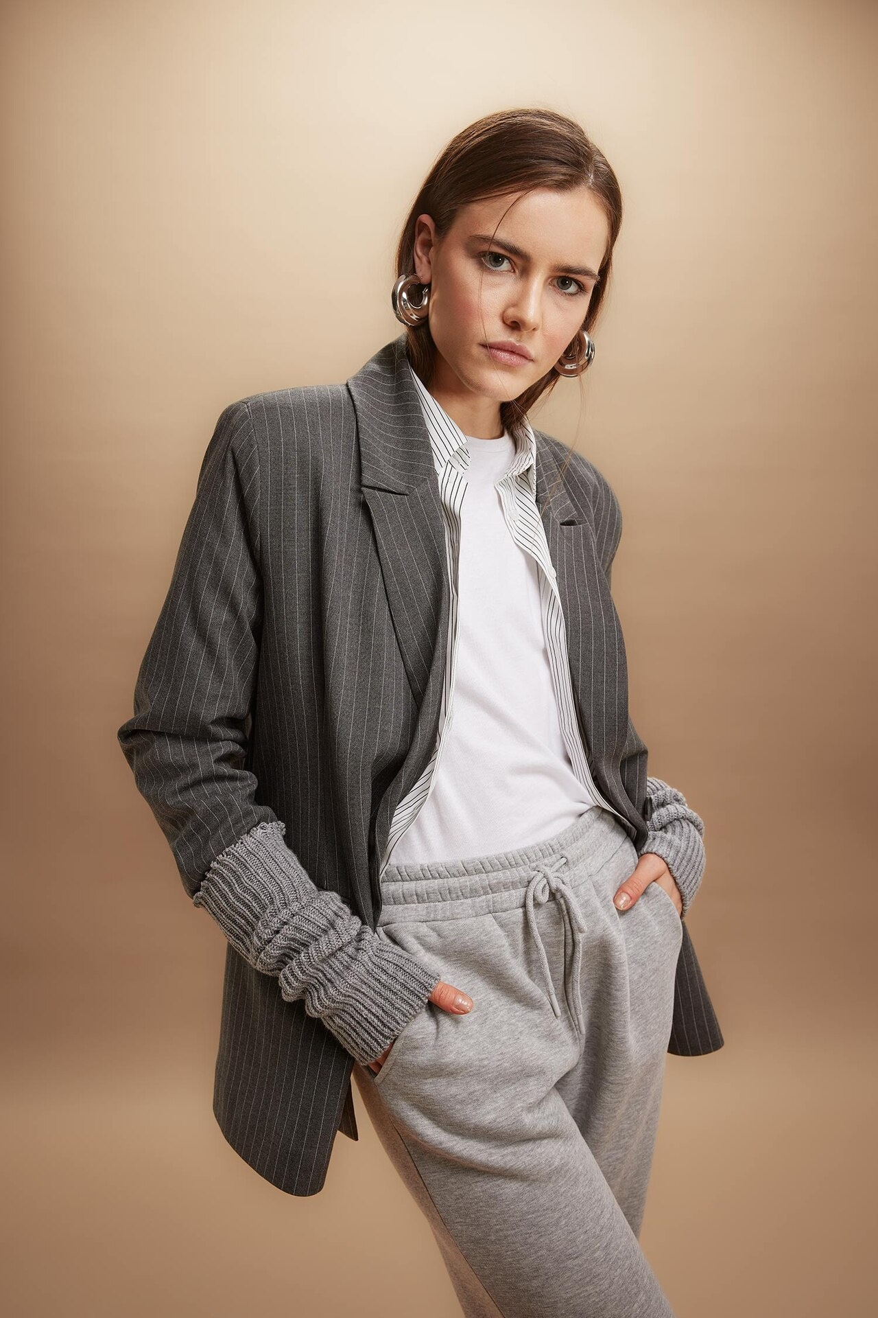 DeFacto Kadın Coool Oversize Fit Blazer Ceket, Antrasit