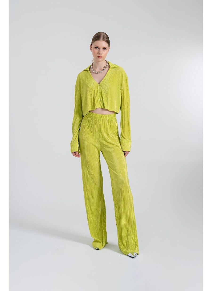Beli Lastikli Esnek Comfy Pantolon Yeşil