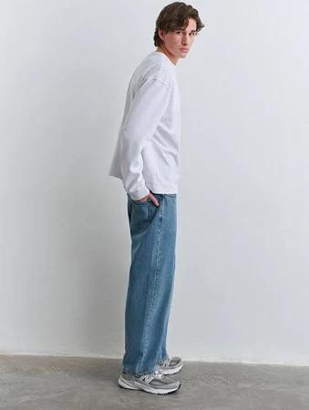 Men Mitte Street Indigo Mavi Denim Jean Pantolon