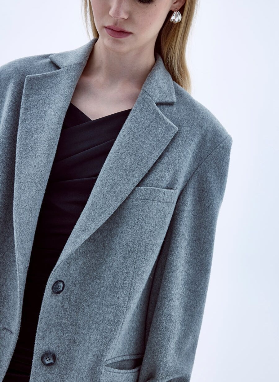 Boxy Yün Blazer Gri