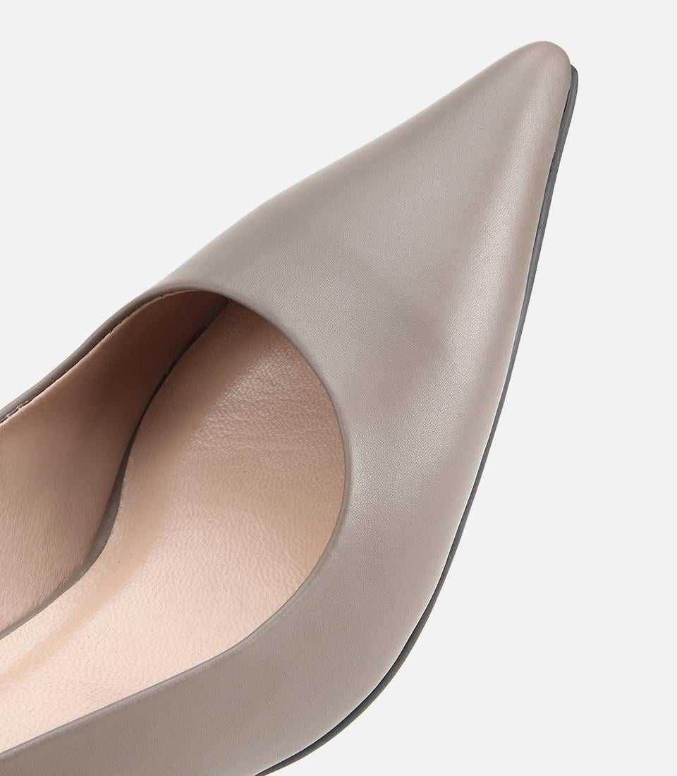 Kadın Deri Vizon İnce Kısa Topuklu Stiletto