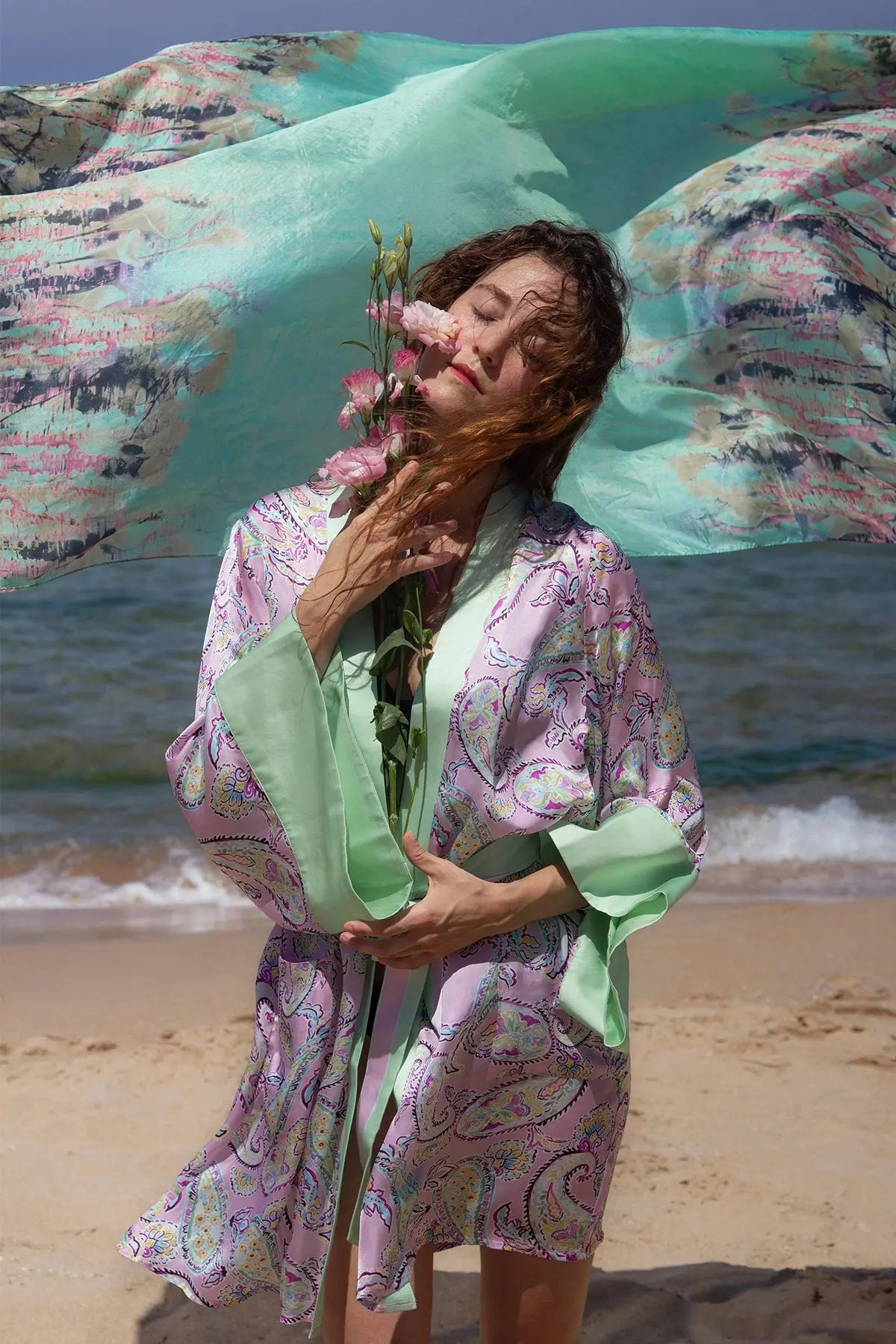 Gül Kurusu Jas Cupro Kimono