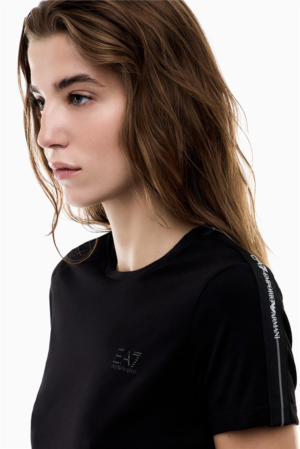 EA Kadın Bisiklet Yaka T-Shirt Siyah
