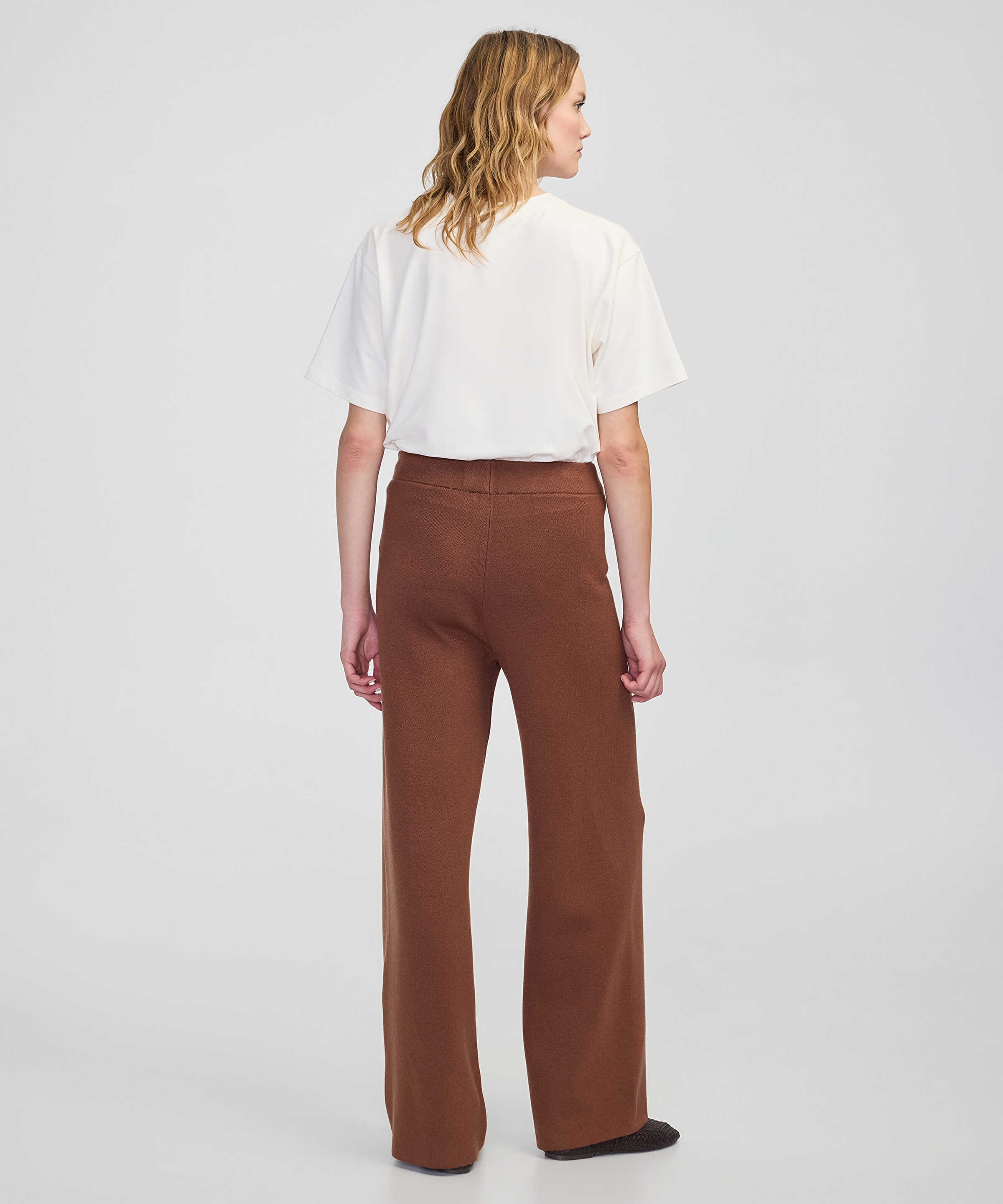 İpekyol Kadın Karamel Wide Leg Fit Triko Pantolon