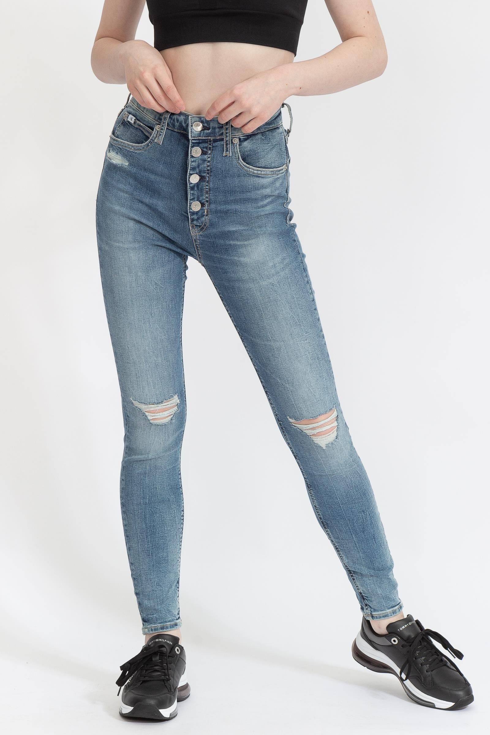Calvin Klein Kadın High Rise Super Skinny Ankle Jean - Lacivert