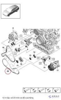 Dây curoa máy lạnh 971 Porsche - Genuine Porsche 9A726084910