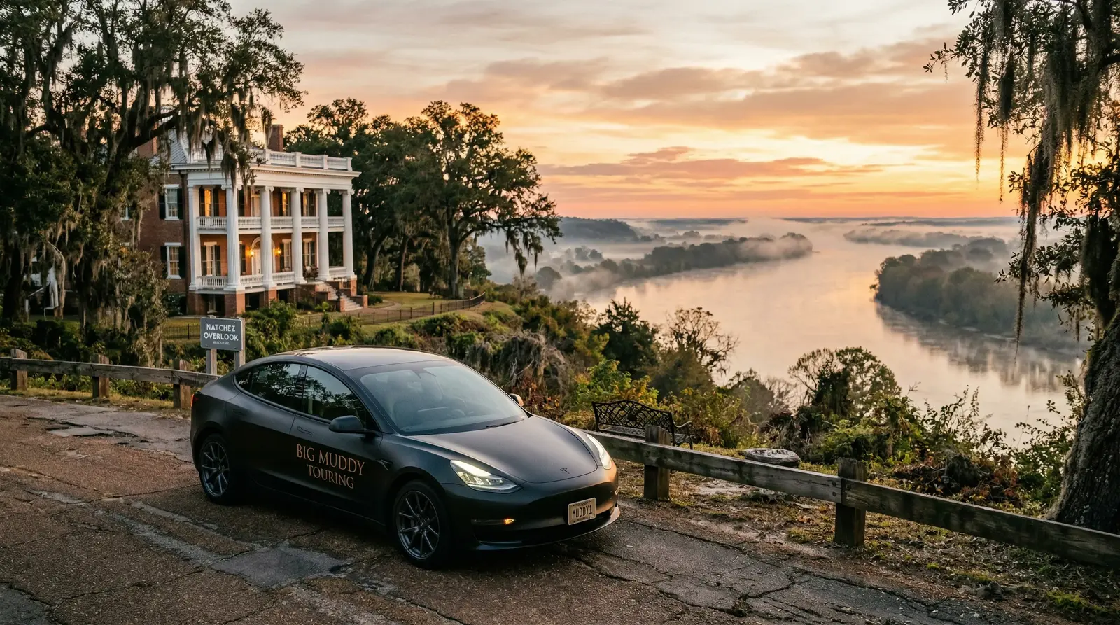 Big Muddy Tesla at the Natchez bluff overlook