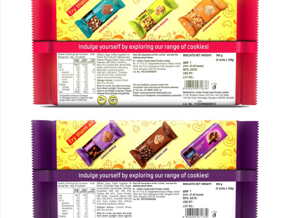 UNIBIC Assorted Value pack of 2 - Fruit and Choco Nut Assorted (1000 g, Pack of 2)