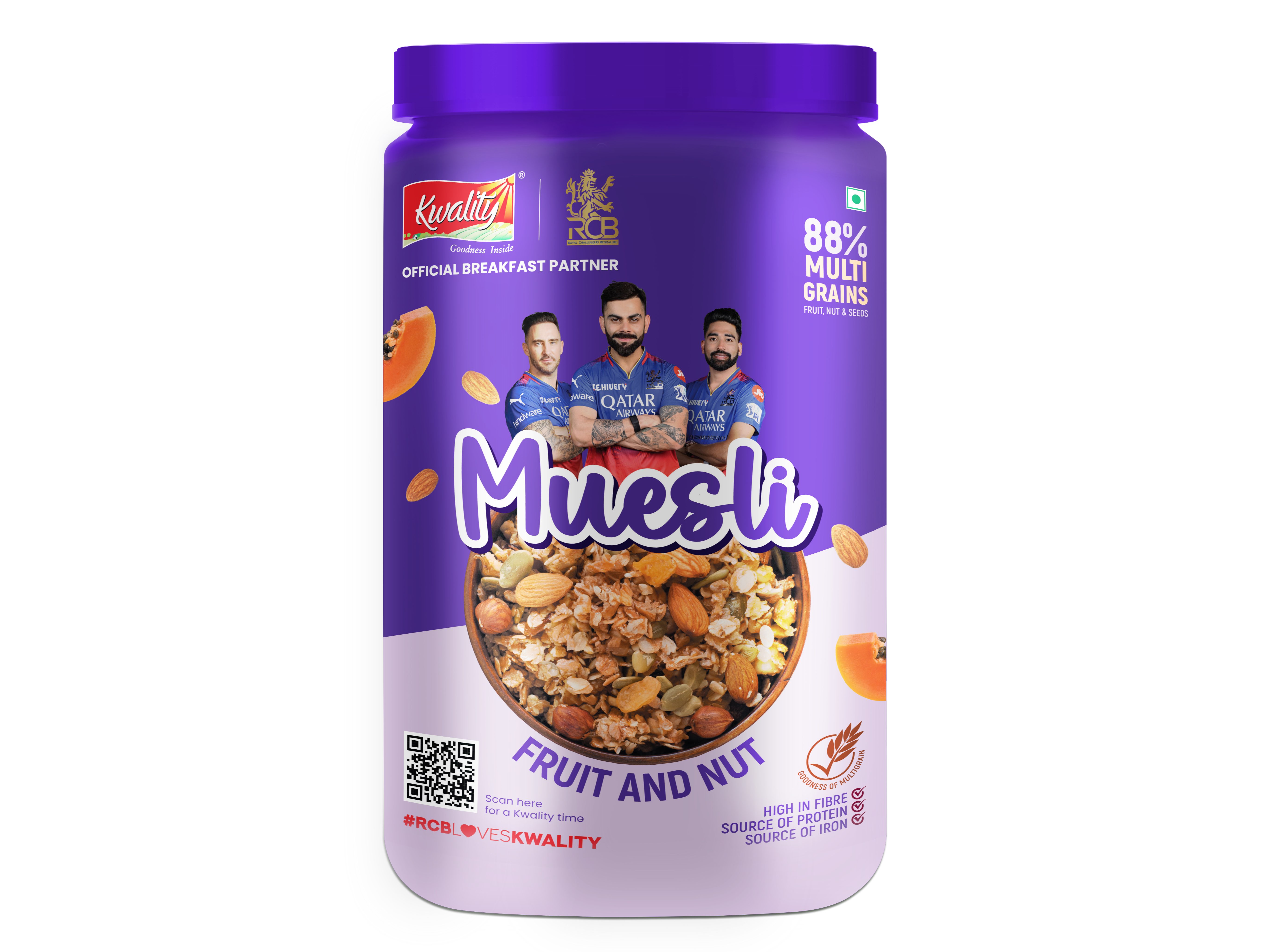 Kwality Muesli Crunchy Almond,Raisins - Muesli Fruit and Nut combo 1kg Jar