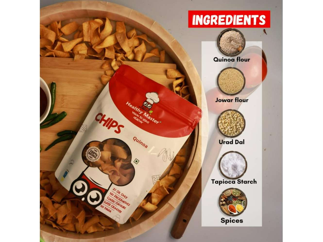 Healthy Master Quinoa Chips Peri-Peri | Baked & Delicious Snack  - 500 Gram
