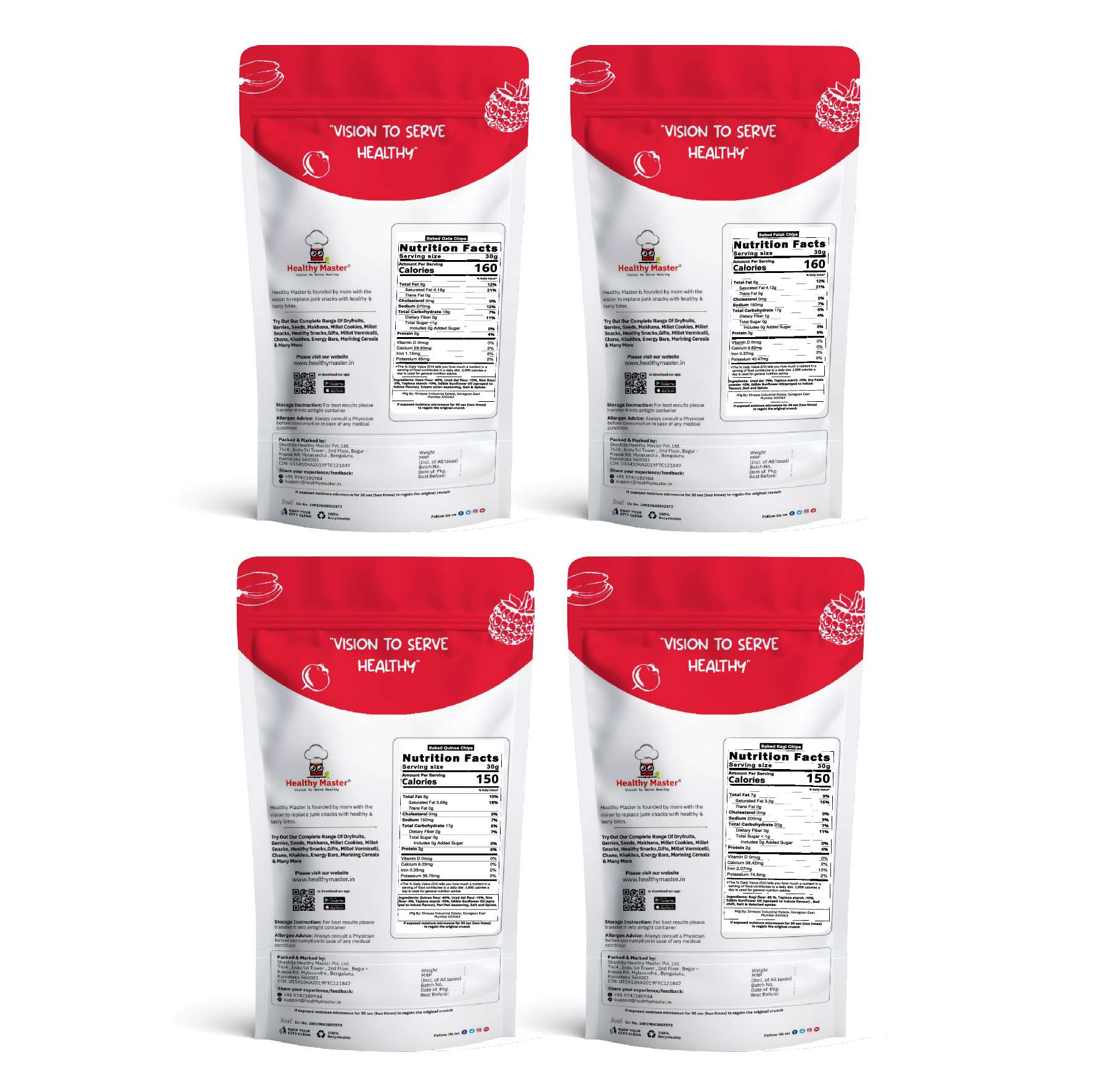Healthy Master Healthy Chips Combo - Baked and Nutritious 400 g