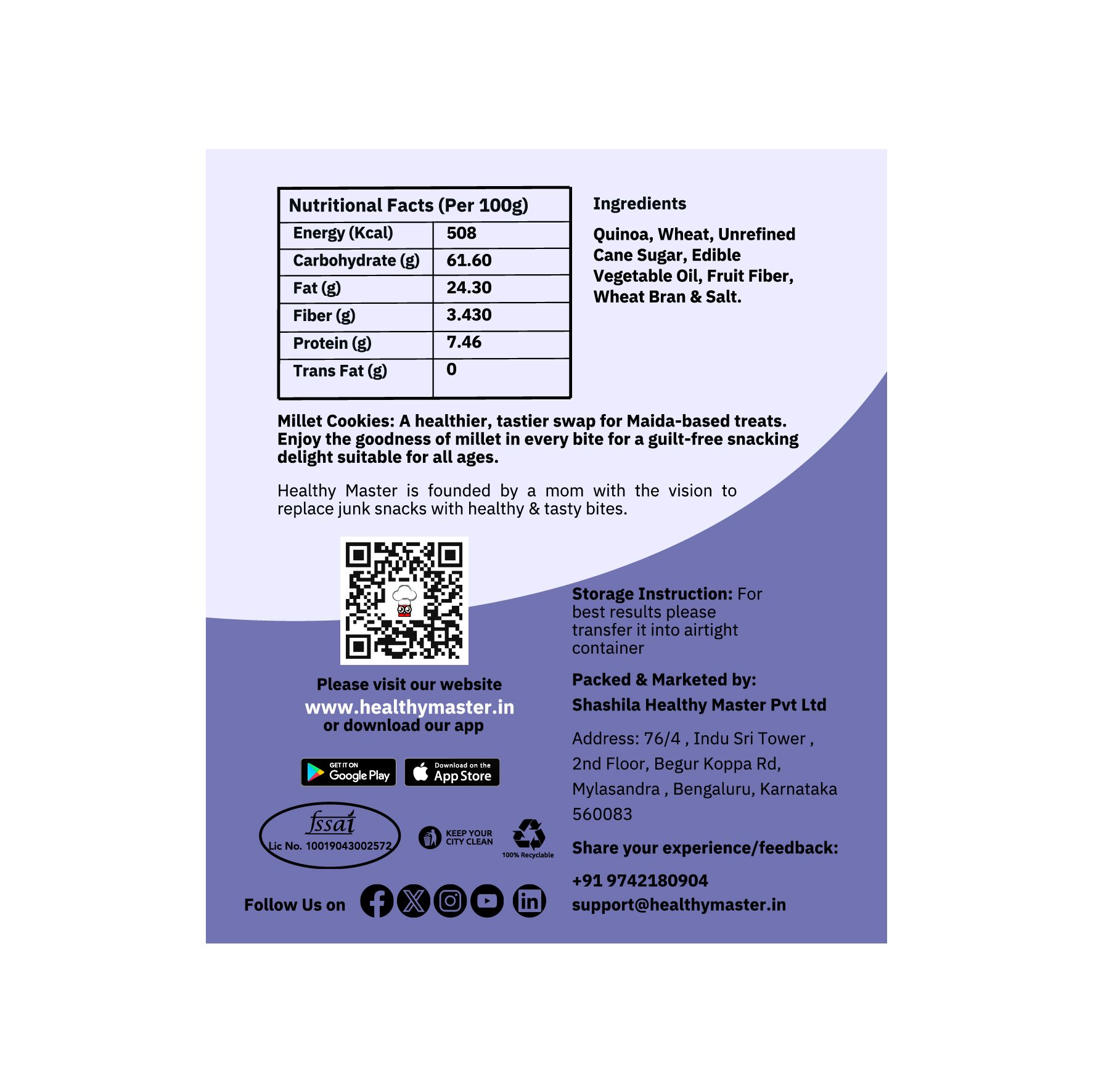 Healthy Master Quinoa Cookies and Biscuits 120gm