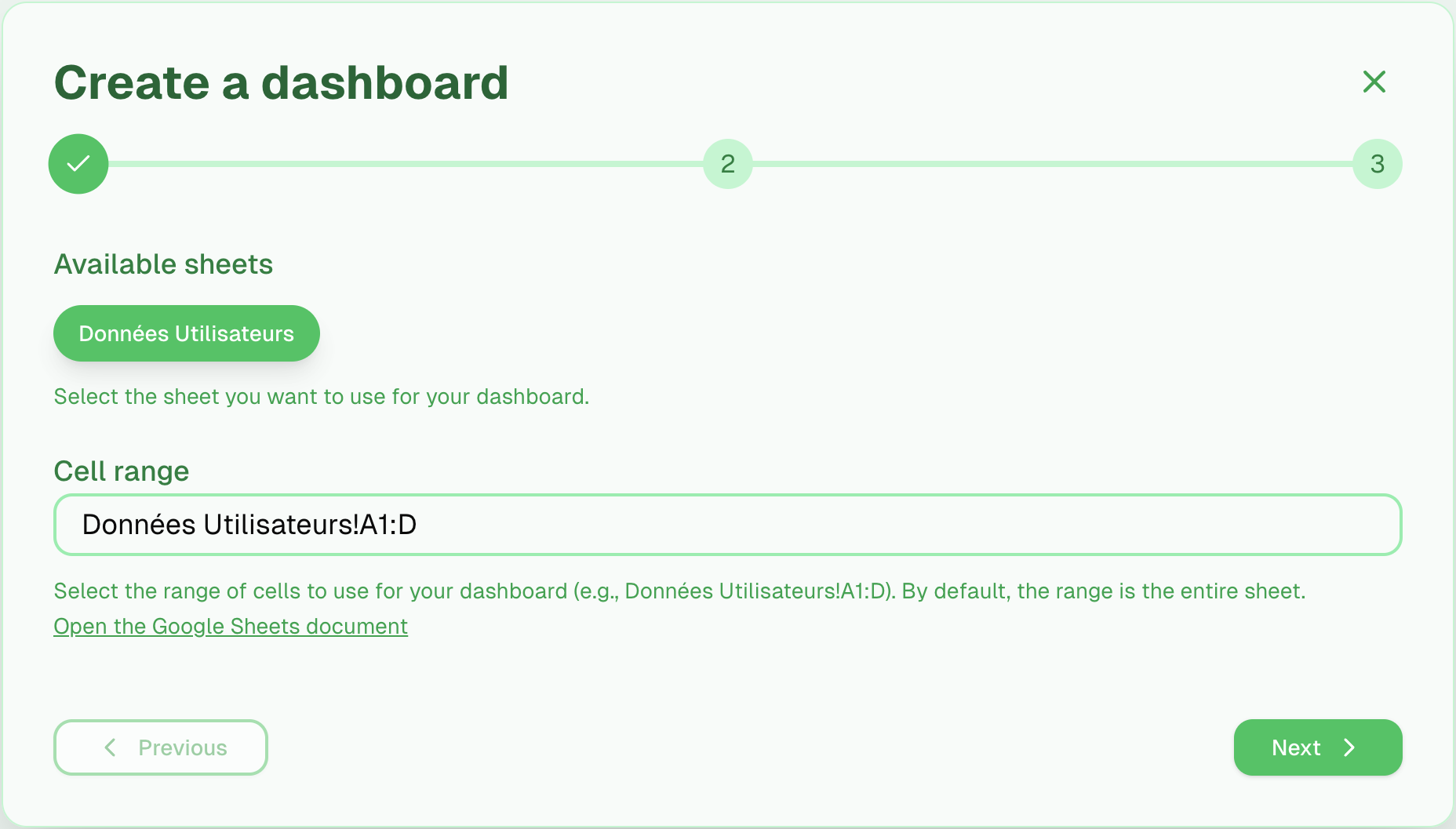 First step - Configure your spreadsheet settings