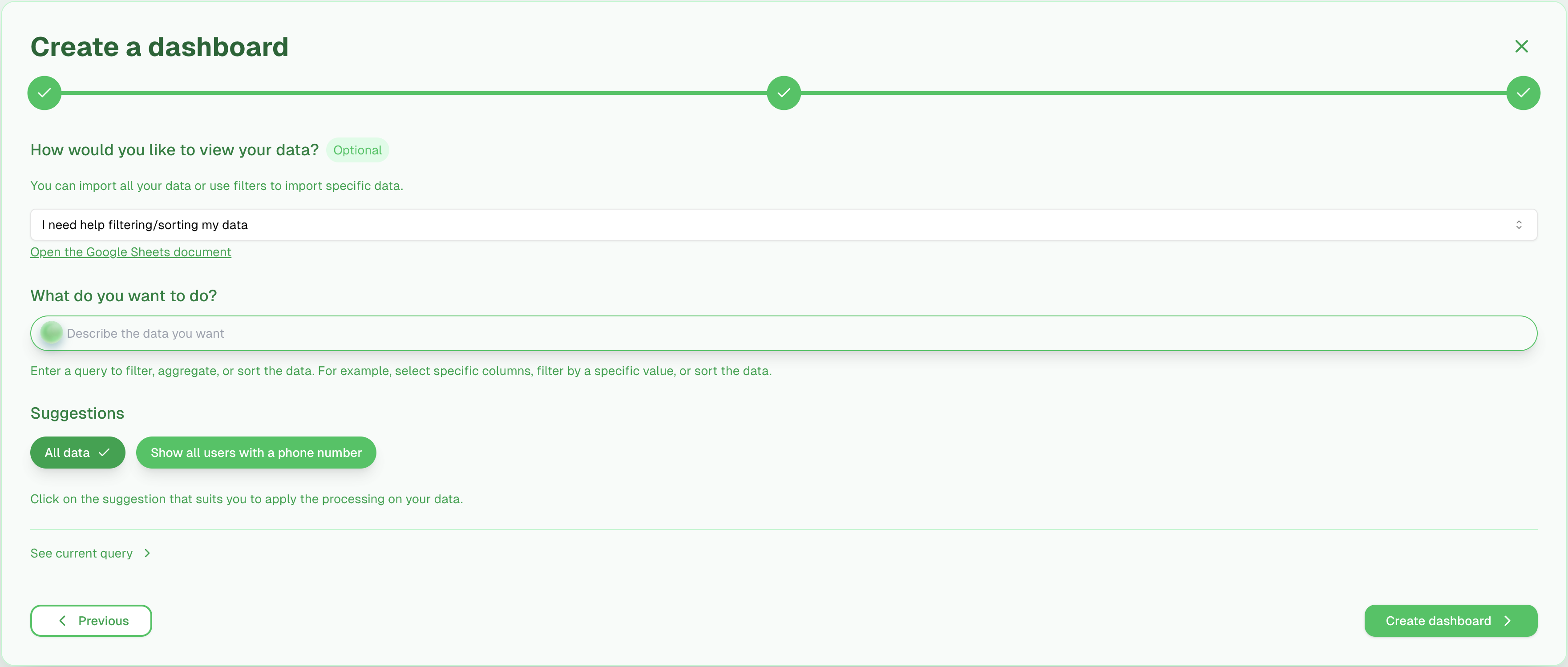AI-assisted query configuration