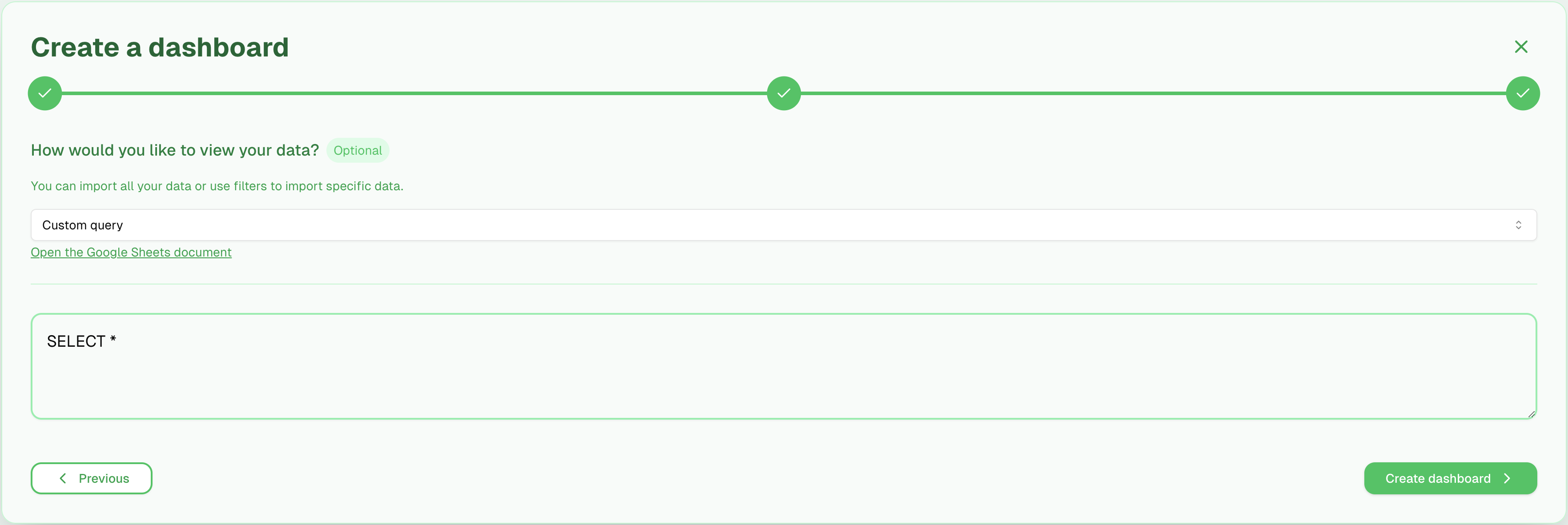 Custom query visualization option