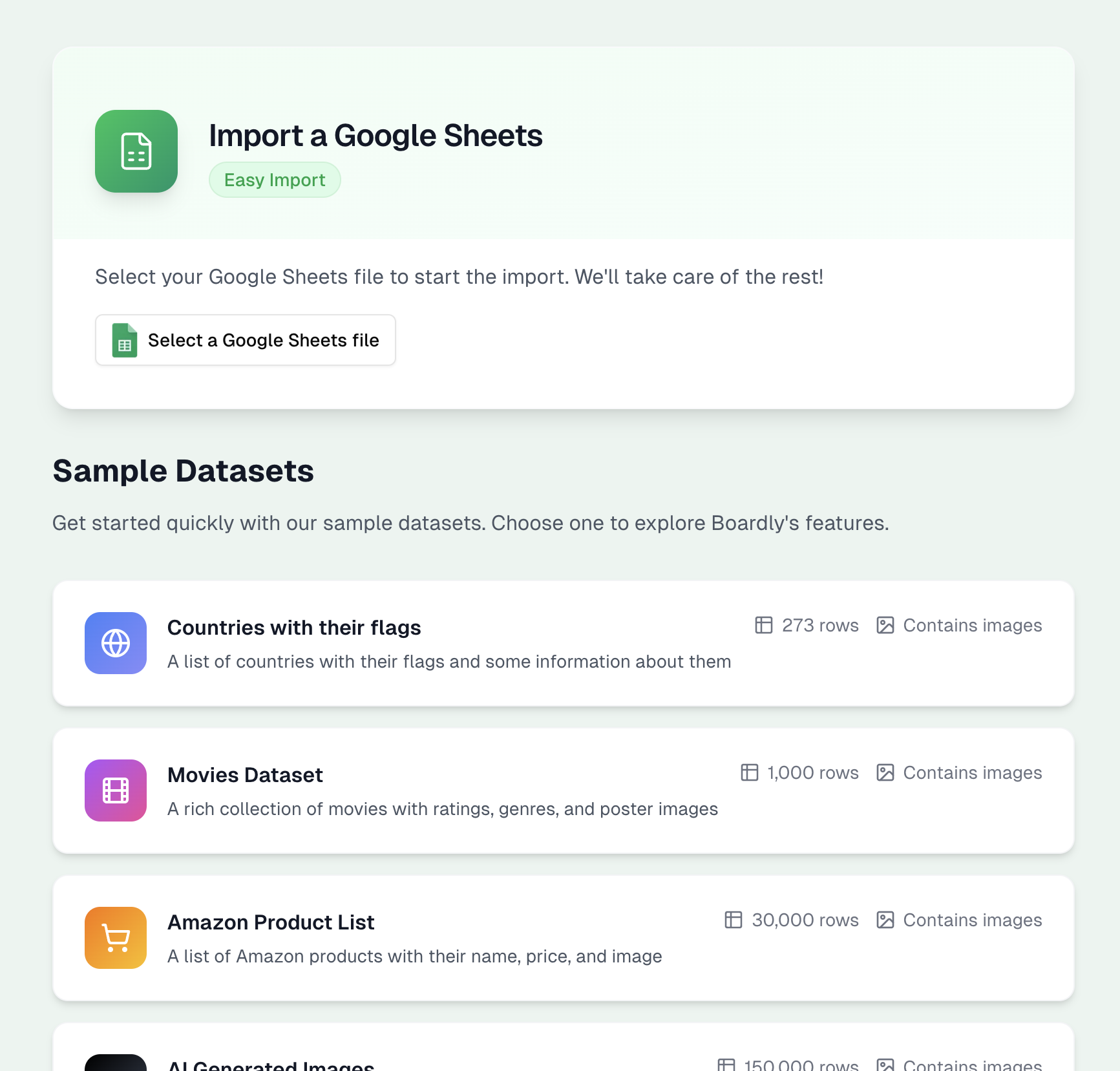Sélectionner un fichier Google Sheets