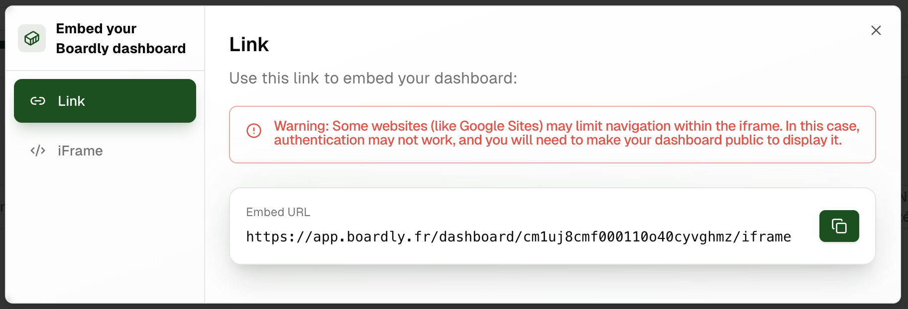 Integration link option