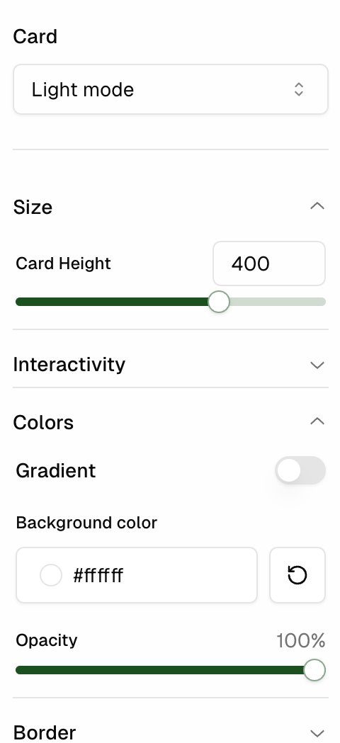 Card configuration