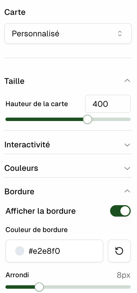 Configuration de la carte