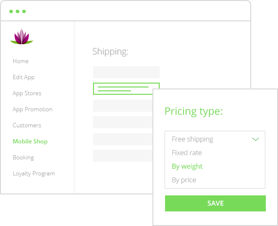 Ecommerce app – shipping feature