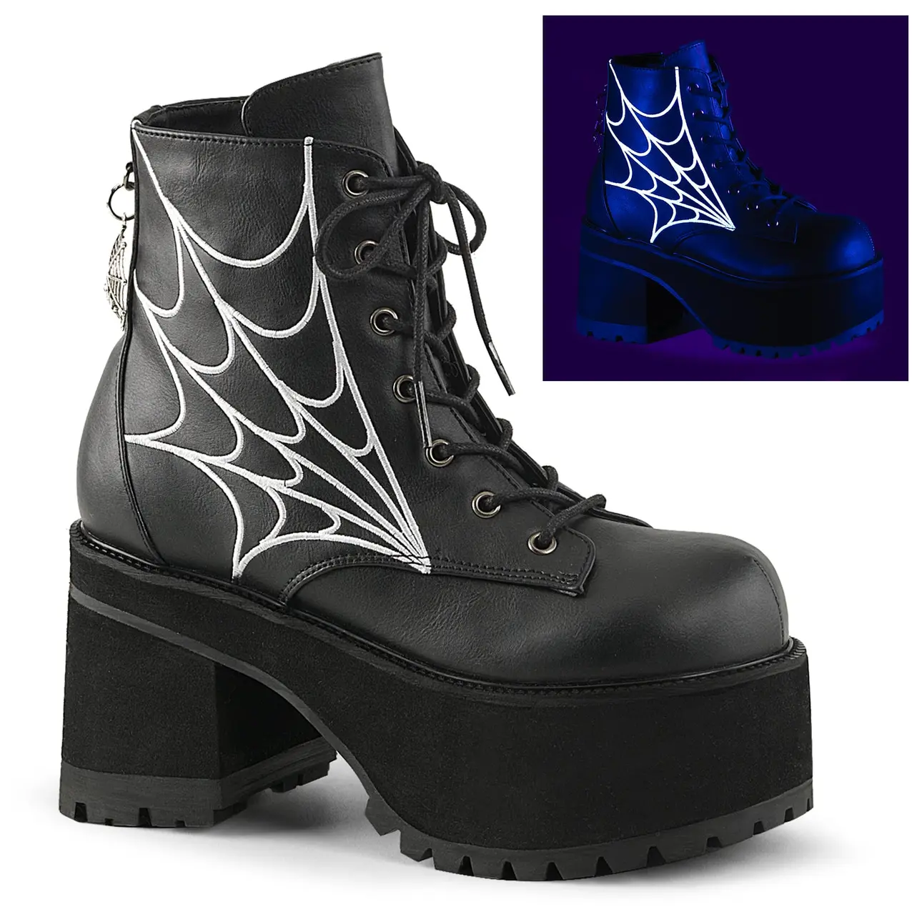 DEMONIA "Ranger-105" Boots - Black Vegan Leather