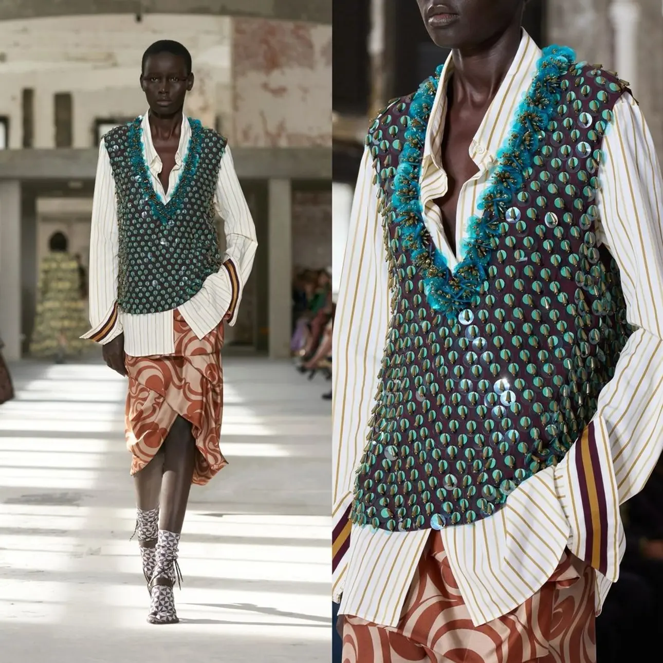 embellished satin vest | Dries Van Noten