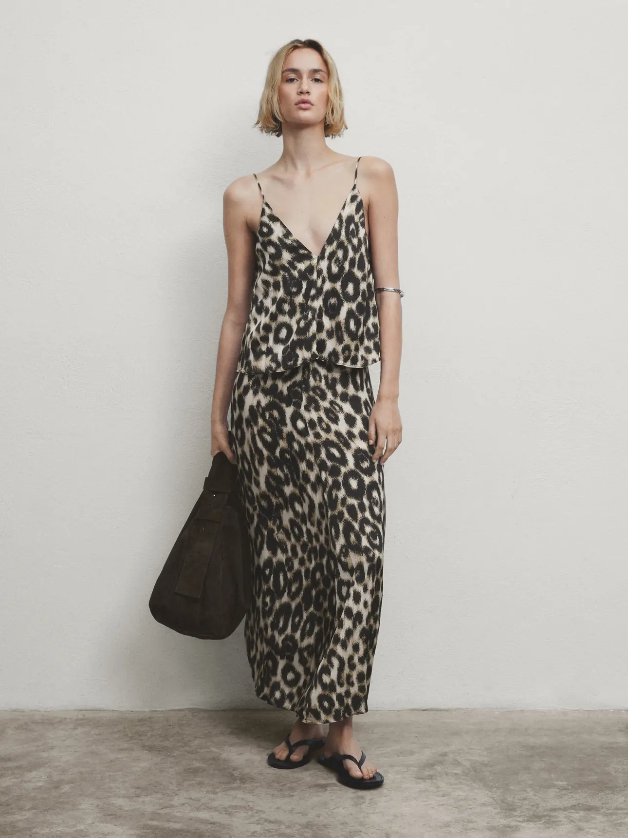 Gonna midi da completo con stampa leopardata - Massimo Dutti Italia